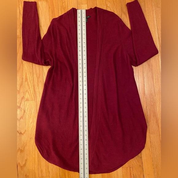 Eileen Fisher Women’s Cardigan XL; maroon; open front; Merino Wool - Picture 2 of 7